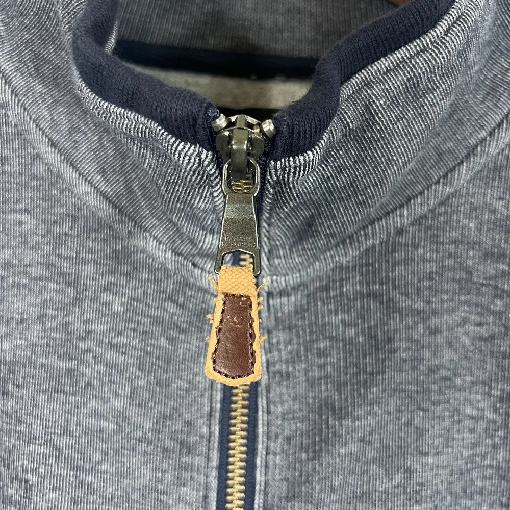 Banana Republic Men's Birdseye Full Zip Sweater‎ Size XL Preppy Gray Navy *READ*